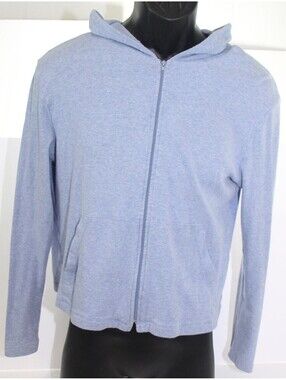 Victoria's Secret Blue Solid Womens Hooded Sweatshirt Zip Front Hoodie Sz Small
